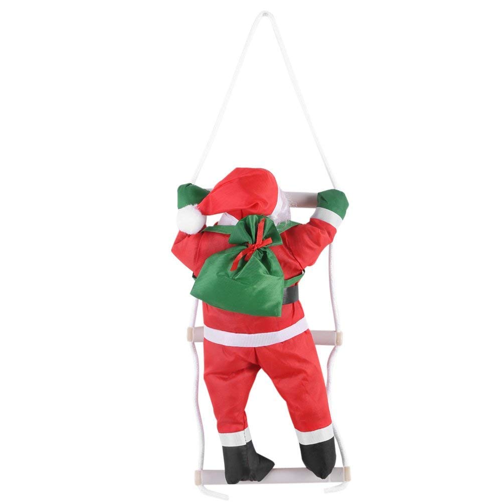 Climbing on Rope Ladder Santa Claus Toy Christmas Tree Indoor Outdoor Hanging Ornament Decoration Xmas Party Door Wall Decoration