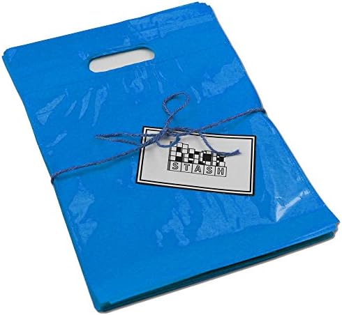 PackStash (500 Qty) 9" x 12" Royal Blue Retail Merchandise Plastic Shopping Bags - (Small) Premium Tear-Resistant Film, Double Thick Handles, Vibrant Glossy Finish