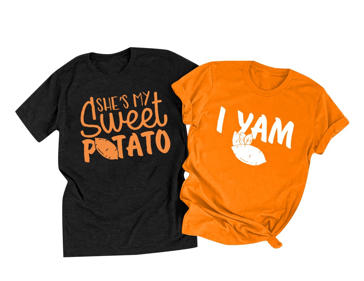 Photo 1 of ***ONLY BLACK SHIRT She's My Sweet Potato I Yam Shirt Thanksgiving Shirts Couples Thanksgiving Shirts Matching for Husband and Wife Tee Top Black, XL