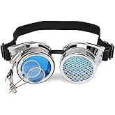 Lelinta Vintage Steampunk Goggles with Adjustable Straps,Detachable Lenses, Ideal for Cosplay, Costume Parties