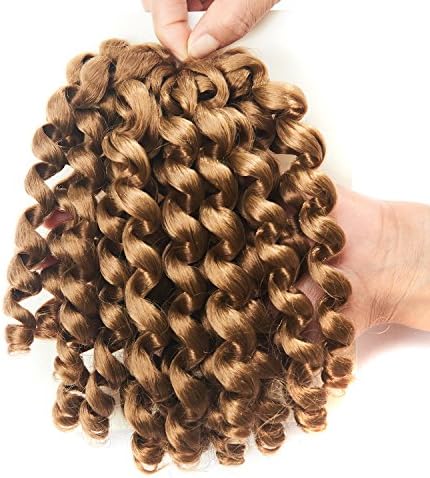 3 Packs 2X Ringlet Wand Curl Jamaican Bounce 8 inch Synthetic Crochet Hair Extensions Havana Mambo Twist Braiding Hair 20 Roots (#27)