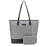 UtoteBag Women 15.6 Inch Laptop Tote Bag Notebook Shoulder Bag Lightweight Multi-pocket Nylon Business Work Office Briefcase for Computer/Macbook/Ultrabook (Grey)