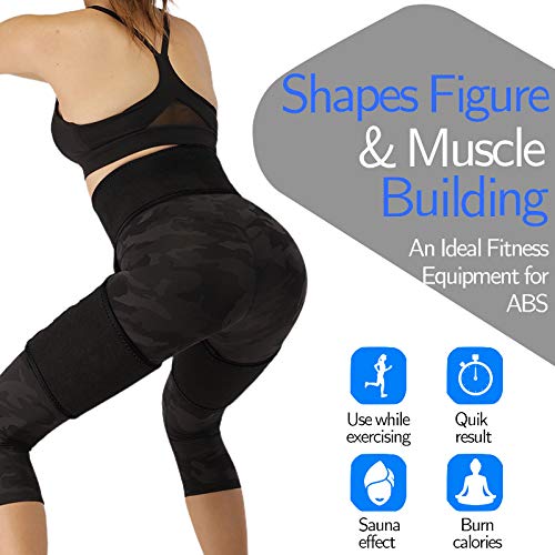 2 in 1 Women Waist Thigh Trimmer Belt for Leg Butt Hip Wear, Waist Trimmer for Women (Black, M)