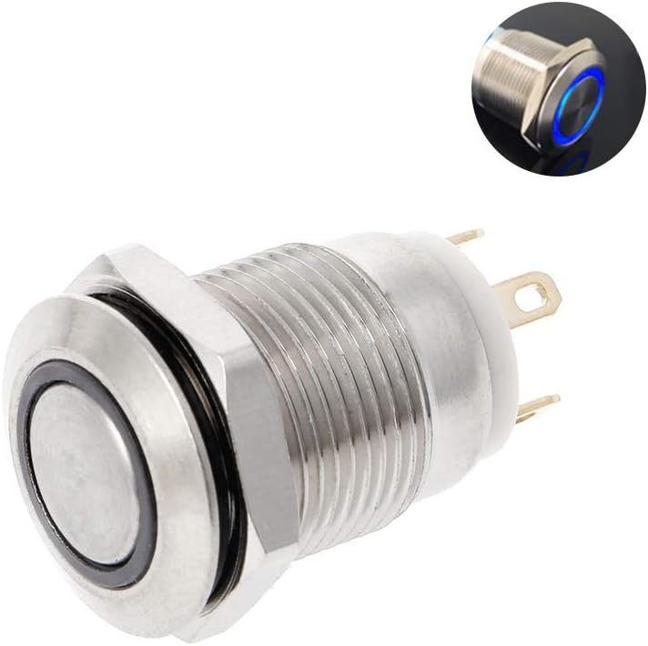 fivekim 12mm LED illuminated Metal Momentary Push Button Switch Boat Car 3A,220V DC