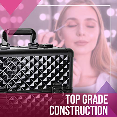 SunRise Professional Rolling Makeup Train Case, Heavy Duty Hair Stylist