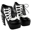 SHOW-STORY-Punk-Beige-Two-Tone-Lace-Up-Bone-Heels-Platform-Ankle-BootsLF80649