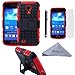 S4 Mini Case, Wisdompro 2 Piece in 1 Dual Layers Heavy Duty Hard Soft Hybrid Rugged Protective Case with Foldable Kickstand for Samsung Galaxy S4 Mini (NOT S4 Fit) - Red and Black