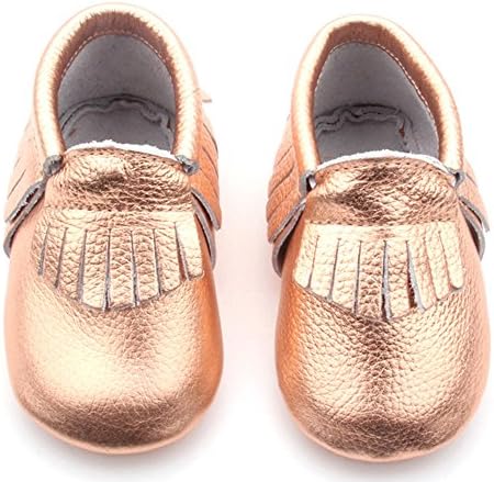 Posh Baby Shoes: Genuine Leather, Hand Made, Baby Moccasins (12-18 Months, Rose Gold)