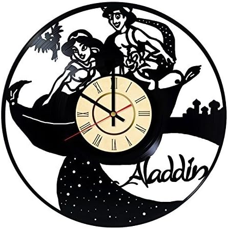 Fun Door Aladdin v Jasmine Vinyl Record Wall Clock - Get unique bedroom wall decor - Gift ideas for men,women,children,baby - Unique kids art design