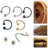 Adecco LLC 10x Multifunction Stainless Steel S Twist Nose Lip Ring Earring Piecring Jewelry