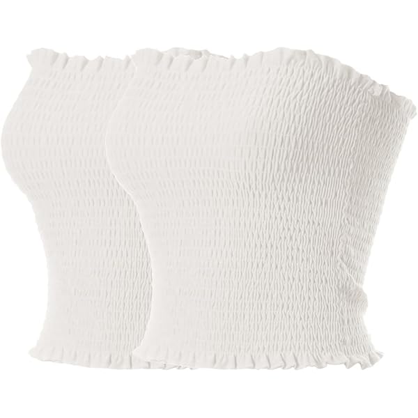 WDIRARA Women's Strapless Crop Top - Lettuce Trim, Asymmetrical Hem, Sleeveless Tube Top