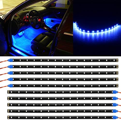 Linkstyle 10 Pack 12V Blue Waterproof Car Interior Exterior Led Strip Light 30cm 15LEDs Flexible Car Underglow Lights for Car Motorcycles Golf Cart Bicycle Decoration Linkstyle 10 Pack 12V Blue Waterproof Car Interior Exterior Led Strip Light 30cm 15LEDs Flexible Car Underglow Lights for Car Motorcycles Golf Cart Bicycle Decoration