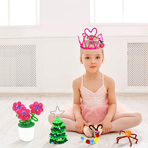 Pipe Cleaners Set, 500PCS Craft Supplies with Chenille Stems Pom Poms Self-Sticking Wiggle Googly Eyes Assorted Colors and Assorted Sizes for DIY School Art Project