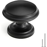 Goldenwarm 10 Pack Black Cabinet Knobs Round Matte Black Drawer Knobs | Kitchen Cabinet Knobs, Zinc Alloy, Easy Installation, Screws Included, Dresser Knobs, Bathroom Cabinet Knobs
