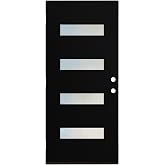 Front Entry Fiberglass Door with Frosted Glass, 36 * 80 OutsideDoor - Contemporary Style for Home's Front Entrance (Black Mahogany, 36" Slab Only Left)