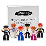InPrimeTime Magnetic Men, Women, People: Set of 6 Community Helper Figures. Compatible w/ MagnaTiles, MagnaBlocks, All Magnetic Building & Tile Sets