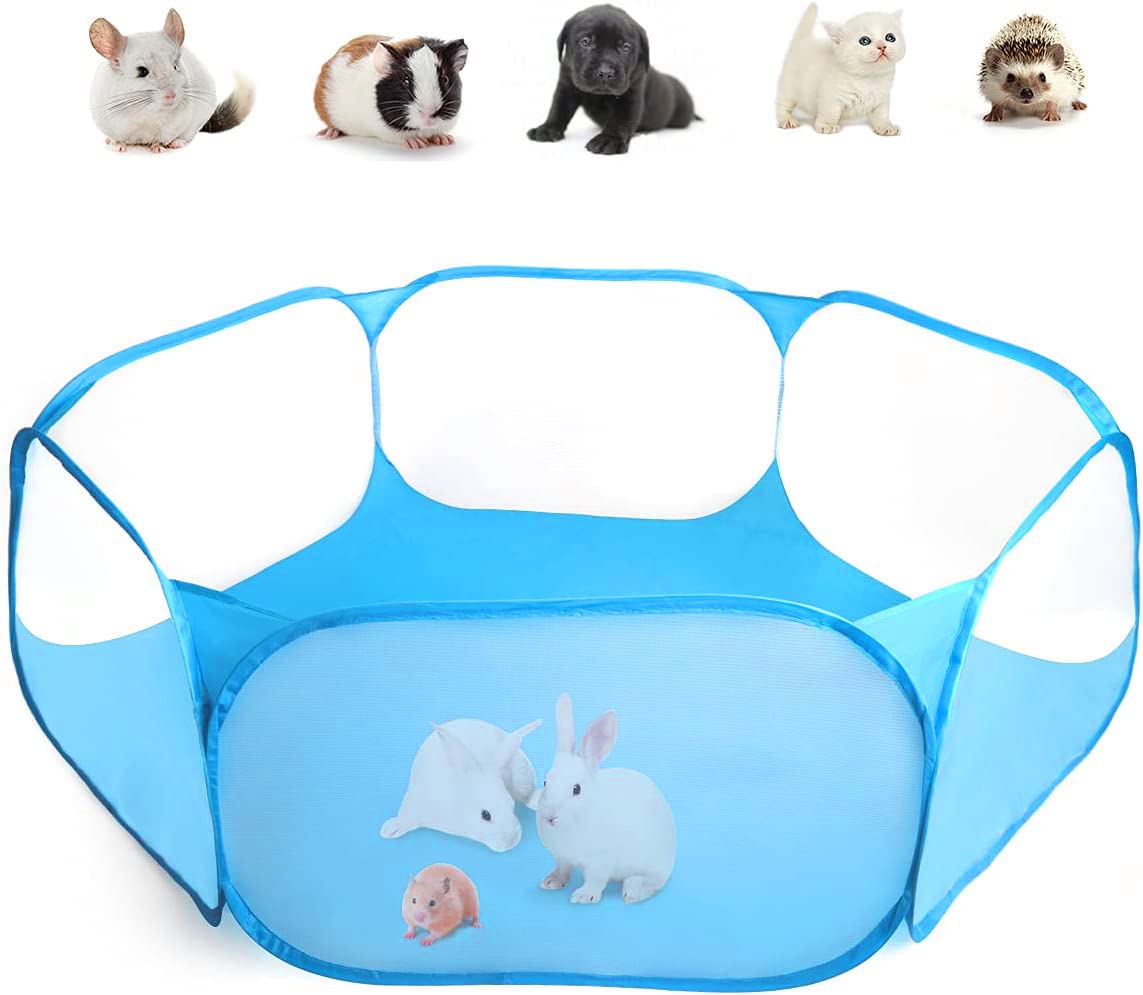Small Animal Playpen, BNGGOGO Foldable Pet Puppy Playpen, Play Tent Outdoor Indoor Fence for Guinea Pig, Rabbits, Hamster, Chinchillas Hedgehogs
