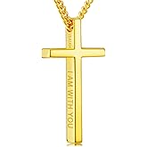 Vyrniss 18K Gold Cross Necklace for Men Women Gold Cross Pendant with Bible Verse Minimalist Cross Christian Jewelry Religious Gifts