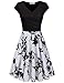 KASCLINO Fit and Flare Dress, Women's Vintage Floral Wedding Party Dress with Pockets Black-1 M
