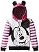 Disney Girls' Mickey Mouse Zip Up Hoodie with Ears On Hood