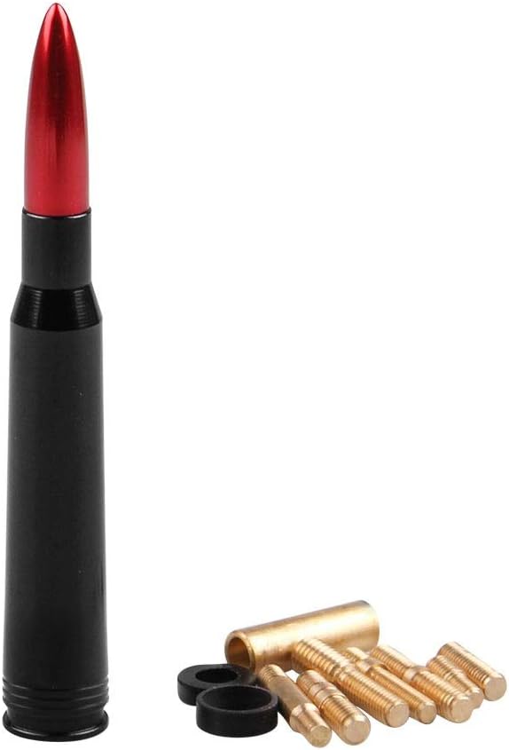 Motorcycle care 50 Cal Caliber Bullet Ammo Aluminum Short Antenna Black Kit Compatible with Ford F150 Raptor Motorcycle Accessories (Color : Red)