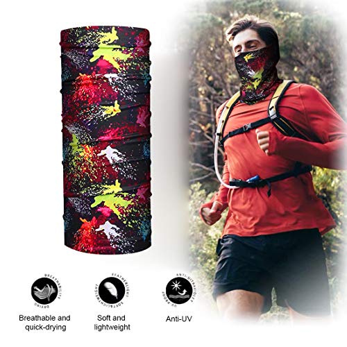 WERFORU Halstuch Für Herren, Gedruckt Kopftuch Schlauchtuch Balaclava Sport Kopfbedeckung Stirnband Gesicht Bandana Hals Sturmhaube zum Radfahren Angeln Laufen Outdoor Kopftuch UV Widerstand