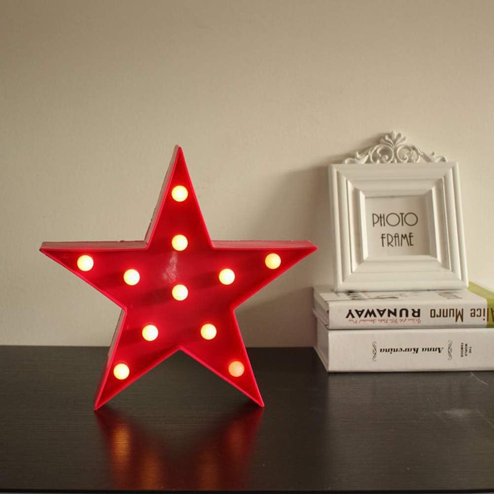 LED Star Shape Night Light Marquee Light Battery Operated LED Night Home Christmas Decoration (Red), 27x27x4.5cm - Image 4