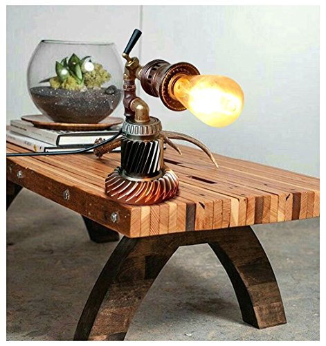 Vintage steampunk lamp Industrial lamp Antique table lamps Steampunk industrial lamps New machine age Lamps Steampunk machine Lamp Rustic lamp Plumbing lamp - Thumbnail 2