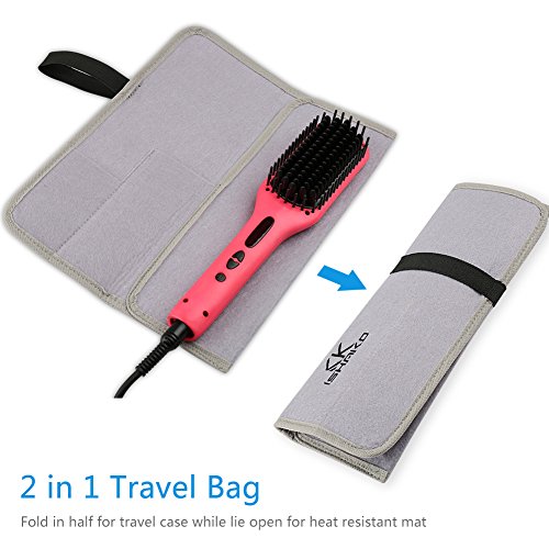ISHAKO Flat iron Travel Case and Mat 2 in 1 Hair Straightener Storage