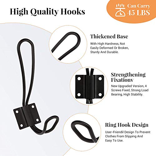 YIHATA Coat Hooks Wall Hooks, Heavy Duty Wall Mounted Black Coat Hooks