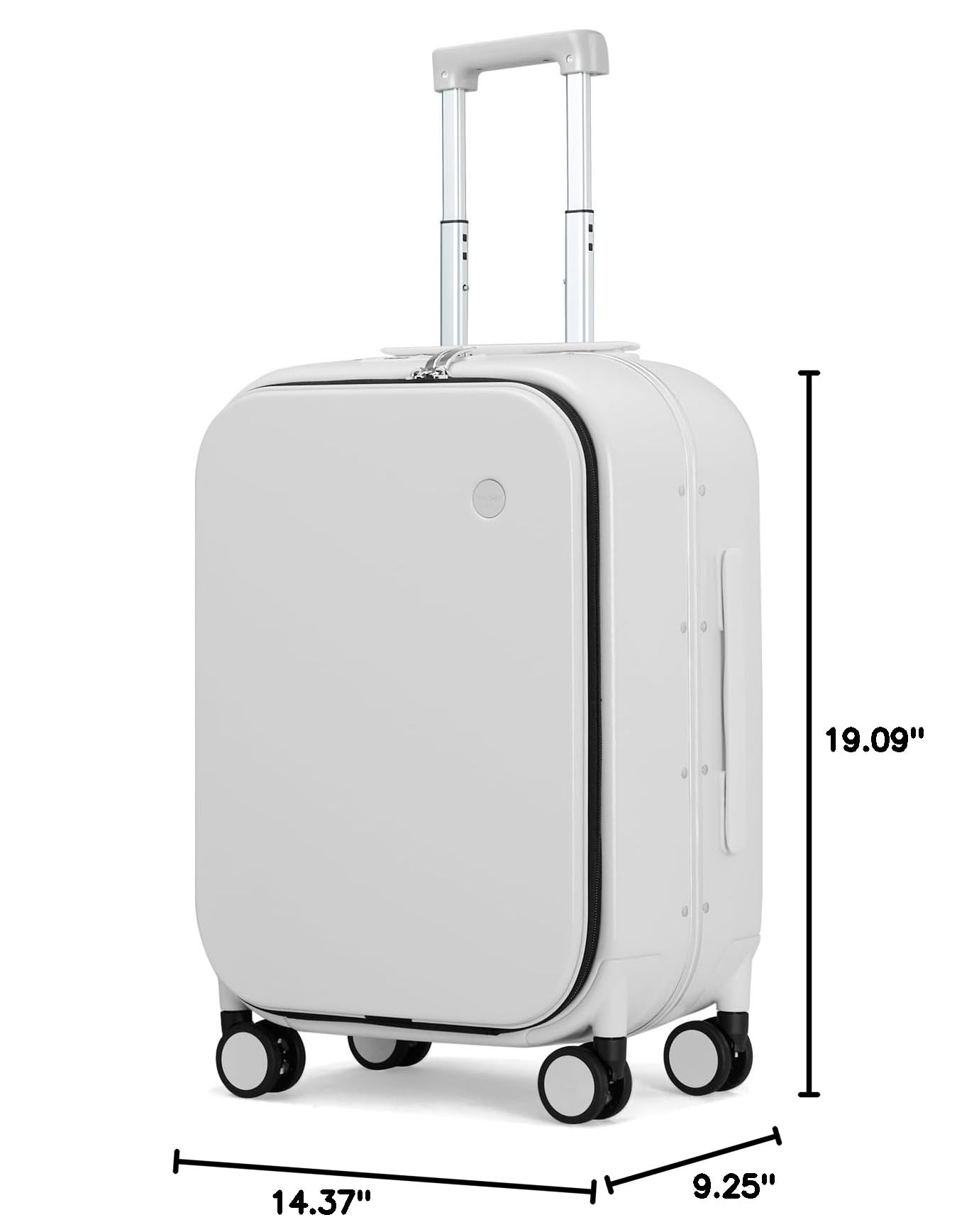 Mixi Carry On Luggage, 20'' Suitcase with Front Laptop Pocket, Travel Rolling Luggage Aluminum Frame PC Hardside with Spinner Wheels & TSA Lock and Cover - Smoke White