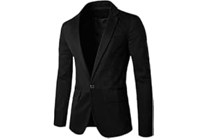 Men's Notched Lapel Button Slim Fit Casual Lightweight Sport Coats Blazer 36 Black