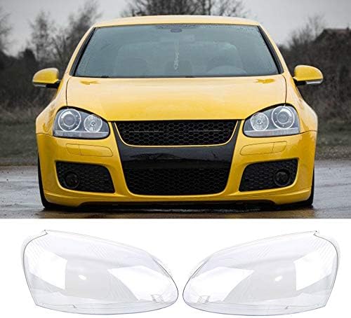 カークリアフロントヘッドライトレンズカバー 2個のヘッドライトレンズのフィット感のためのgolf 5 Mk5 05 09車のライトヘッドライトヘッド ランプカバーの交換用ガラスヘッドライトレンズヘッドライトレンズカバー Pswconcept Pl