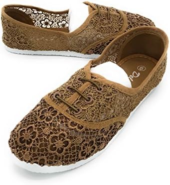 Blue berry 2017 EASY21 Women Canvas Mesh Upper Fashion Falts Ballet Shoes CHARM36,Brown,9