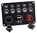 Cllena Dual USB Socket Charger 2.1A&2.1A + LED Voltmeter + 12V Power Outlet + 5 Gang ON-Off Toggle Switch Multi-Functions Panel for Car Marine Boat RV Truck Camper Vehicles (Red)