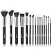 MSQ Makeup Brush Set 15pcs Professional Cosmetic Brushes with Soft Natural/Synthetic Hair, Wood Handle for Foundation, Powder, BB Cream, Eyeliner, Concealer(without bag)