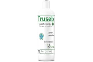 PET HEALTH PHARMA Truseb Topical Chlorhexidine 4% Shampoo for Dogs, Cats & Horses (12 oz)- with Aloe for Cleansing (Chlorhexidine 4% Shampoo, 12 oz)