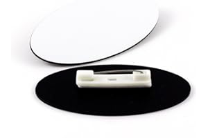 ALL QUALITY Oval Name Badge Blanks with Pin - 10 Pack (White)