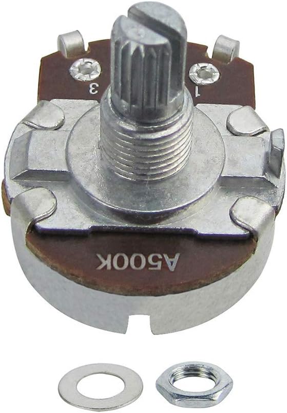 FLEOR 2pcs Full Size A500K Audio Taper Potentiometer Guitar Tone Volume Control Pots with Bayonet L15mm Short Knurled Split Shaft - Image 4