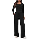 KOMEIANA Two Piece Sets for Women Long Sleeve Wide Leg Tracksuits 2 Piece Lounge Sets Winter Casual Sweatsuits Matching Sets
