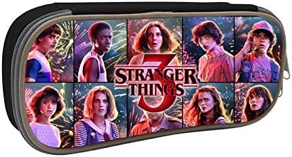 2019 Stranger Things Season 3 Students Canvas Pencil Case Durable Pen Bag with Zipper