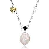 PearlHope Genuine Baroque Pearl Necklace; Pearl Necklaces for Women and Men; Real Pearls Pendant Necklaces for Women; Stainless Steel Necklace
