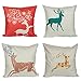 E-Livingstyle 4-Pack/3 Pack Cotton Linen Sofa Home Decor Design Throw Pillow Case Cushion Covers Square 18 Inch (style 2)
