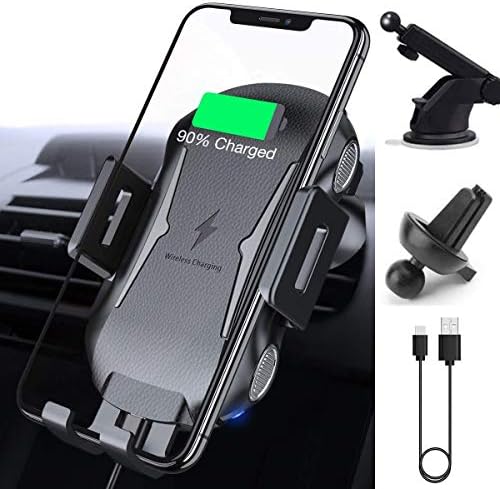 Wireless Car Charger Mount, Auto Clamping 10W/7.5W Qi Fast Charging Car Phone Holder Air Vent Windshield Dashboard Compatible iPhone Xs/Xs Max/XR/X/ 8/8 Plus, Samsung Galaxy S10/S9/S8/S8+ (Black 1)