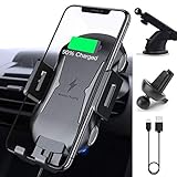 Wireless Car Charger Mount, Auto Clamping 10W/7.5W Qi Fast Charging Car Phone Holder Air Vent Windshield Dashboard Compatible iPhone Xs/Xs Max/XR/X/ 8/8 Plus, Samsung Galaxy S10/S9/S8/S8+ (Black 1)