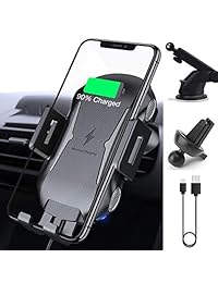 Soporte de cargador de coche inalámbrico, con abrazadera automática de 10 W 7,5 W Qi de carga rápida, soporte de ventilación para coche, parabrisas, salpicadero, compatible con iPhone XS XS Max XR X 8 8 Plus, Samsung Galaxy S10 S9 S8 S8+
