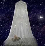 Bed Canopy for Girls Boys Teens - Glow in the Dark Tent Kids | Extra Stars In Our Round Dome | Experience a Sky Full of Stars In Our Transparent Canopy | Fits Twin, Full, Queen