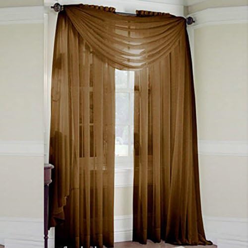 Bababy New Solid Color Voile Sheer Curtain Panel Window Curtains 100*200cm Brown