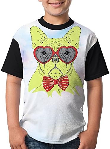 Youth Green Funny Pug With Glasses and Tie Casual Graphic Shirt XL With O Neck.