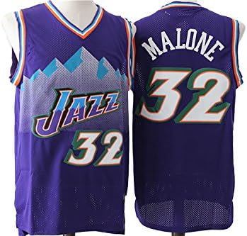Mens Karl Malone #32 Utah Jazz Retro Jersey Purple 2XL
